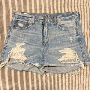 American Eagle Outfitters Light Blue Distressed Jean Shorts